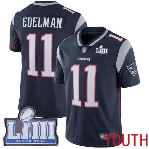 New England Patriots Football 11 Super Bowl Limited Navy Blue Youth Julian Edelman Home NFL Jersey